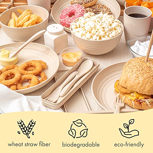 4-Piece Set - Lightweight Wheat Straw Dinner Plates - Dishwasher and  Microwave Safe - BPA-free